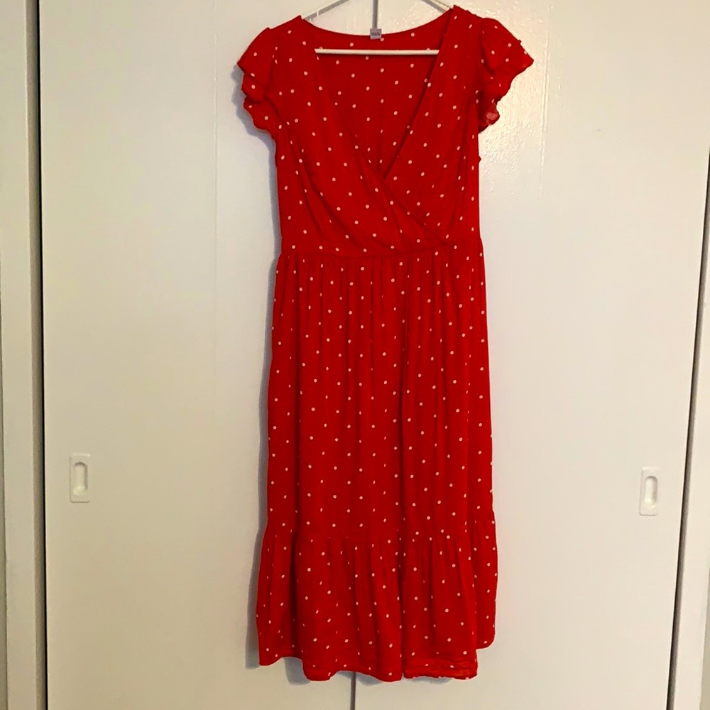 V-neck flutter sleeve dress